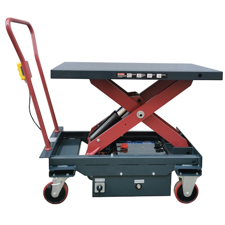 Pake Handling Tools DC Power Hydraulic Scissor Cart, 2200 Lb. Cap., 40'' x 20'', 18.9''-37.4'' Height PAKLT-ES100